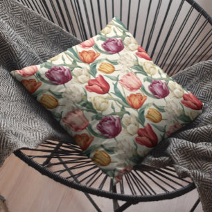 Tulip Flower Floral Easter Throw Pillow