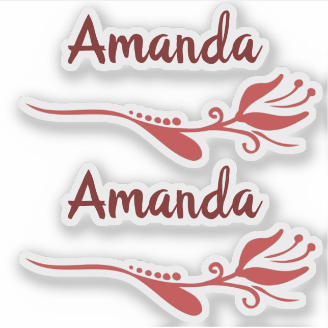 Tulip Flower Flourish Pink Burgundy Custom Name (Front)