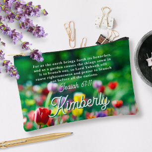Tulip Flower Garden Bible Scripture Personalized Accessory Pouch