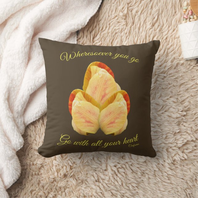 Tulip Flower Go With Your Heart Inspirational   Throw Pillow (Blanket)