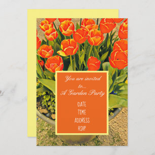 Tulip flower modern design garden party invitation