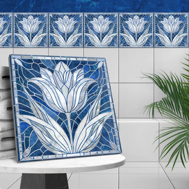 Tulip flower mosaic - Blue Marble and Pearl Tile (Creator Uploaded)