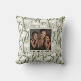Tulip Flower Mother Birthday Mom Photo Couch Throw Pillow