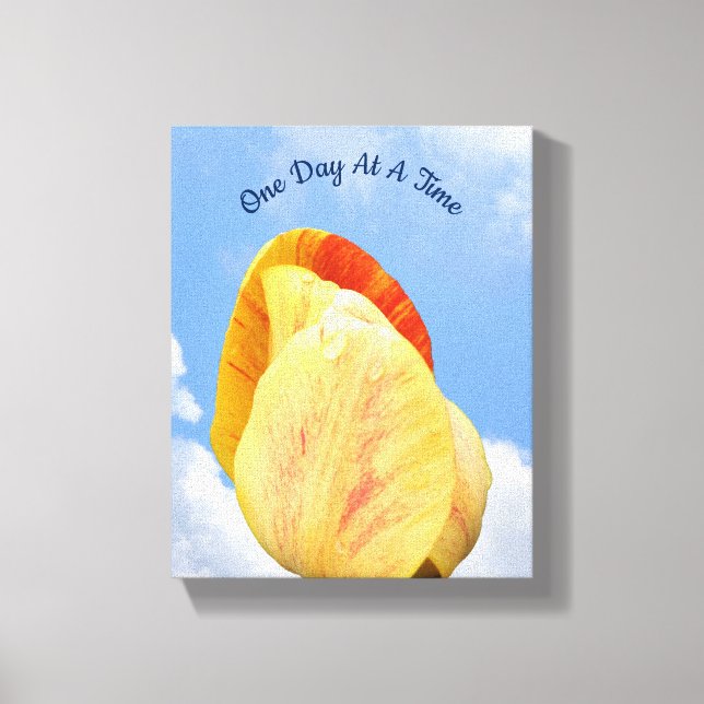 Tulip Flower One Day At A Time Inspirational  Canvas Print (Front)