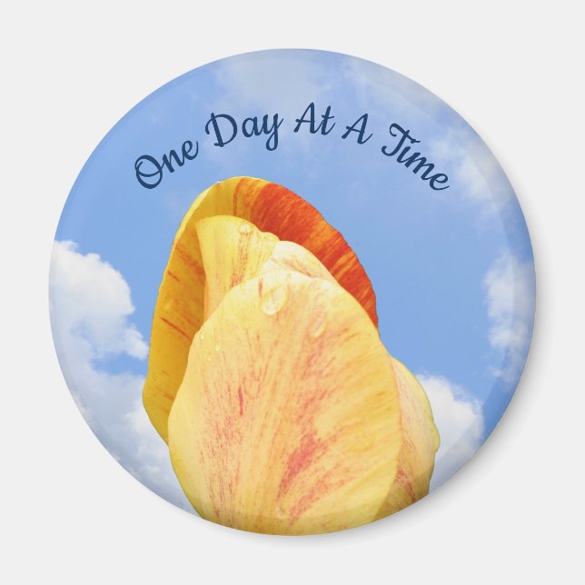 Tulip Flower One Day At A Time Inspirational       Magnet (Front)