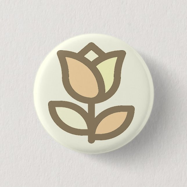 Tulip flower pattern cream backdrop  1 inch round button (Front)