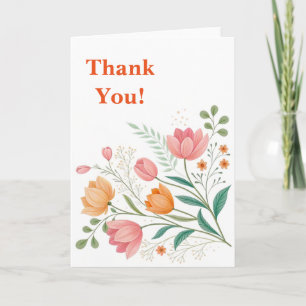 Tulip Flower Petals Orange Nature Thank You Card
