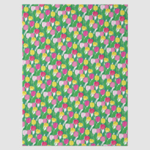 Tulip Flower Spring Pattern Yellow Pink Modern Tissue Paper