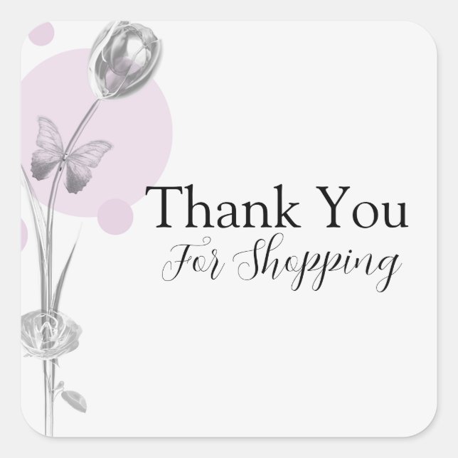 Tulip Flower Thank You Square Sticker (Front)