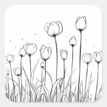 Tulip Flower Tulipa Floral Stencil Pattern Design