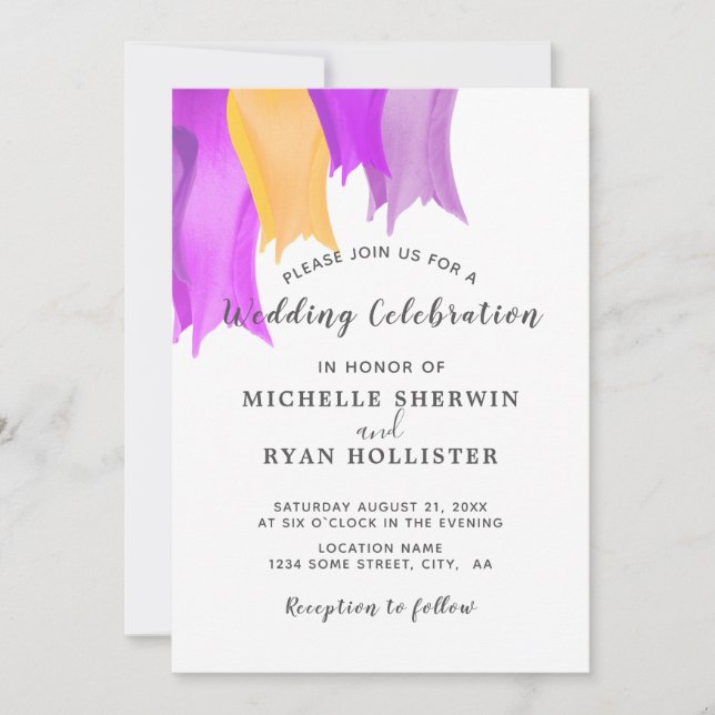 Tulip Flower Wedding Invitation Card (Front)