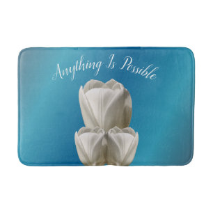 Tulip Flowers Anything Is Possible Inspirational   Bath Mat