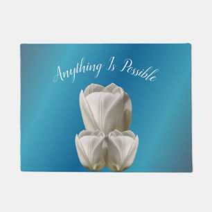 Tulip Flowers Anything Is Possible Inspirational   Doormat