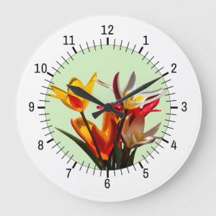 Tulip flowers customizable large clock