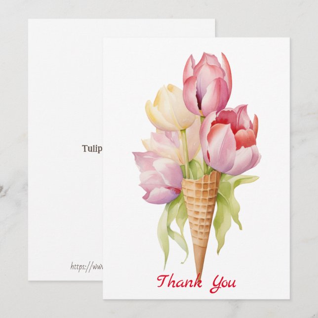 Tulip flowers dessert thank you card (Front/Back)
