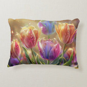 Tulip Flowers Digital Art Accent Pillow