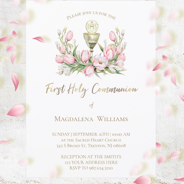 tulip flowers | First Communion Invitation (Creator Uploaded)