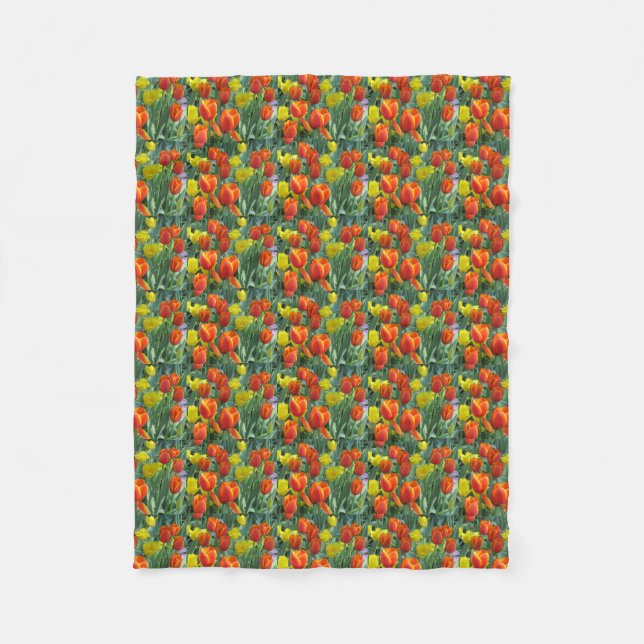 Tulip Flowers Fleece Blanket (Front)