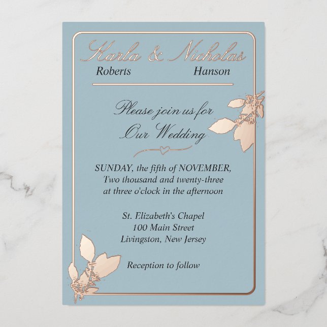 Tulip Flowers, Pastel Blue Wedding, Rose Gold (Front)