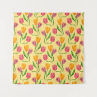 Tulip flowers watercolor seamless pattern