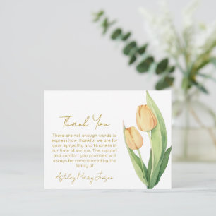Tulip Funeral Thank You Card Bereavement