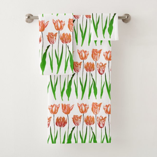 Tulip Garden Imprimer en Coral Orange et Vert (En situation)