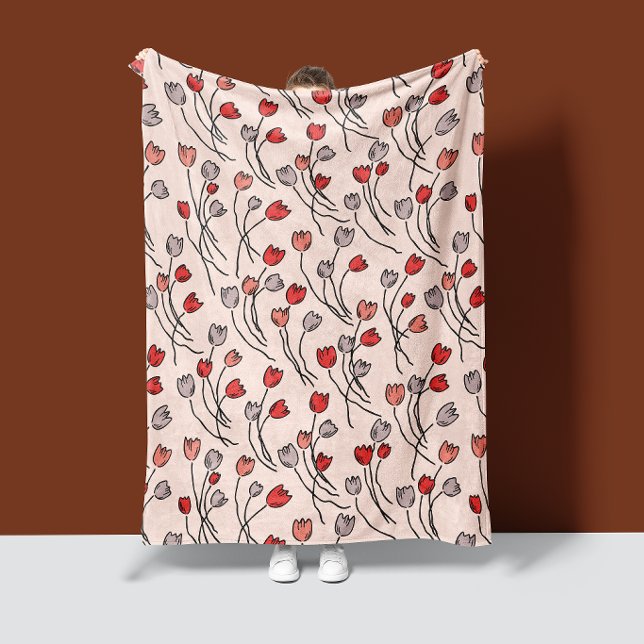 Tulip Garden In Pinks Fleece Blanket (Creator Uploaded)