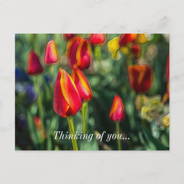 Tulip Garden Textured Thinking Of You Postcard (Front)