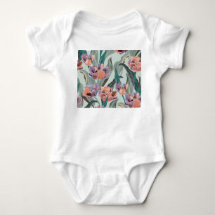 Tulip Garden: Vintage Large Flowers Baby Bodysuit