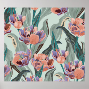 Tulip Garden: Vintage Large Flowers Poster