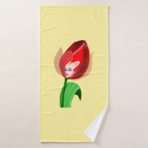 Tulip Girl Bath Towel - Customizable