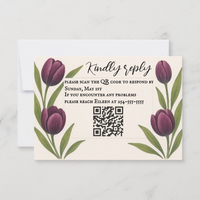 Tulip Heirloom QR Code RSVP Card (Front)