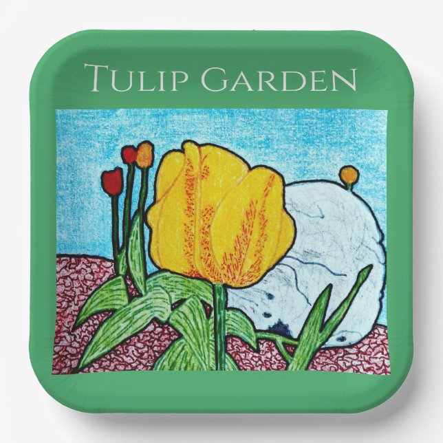 Tulip in Garden  Paper Plate (Front)