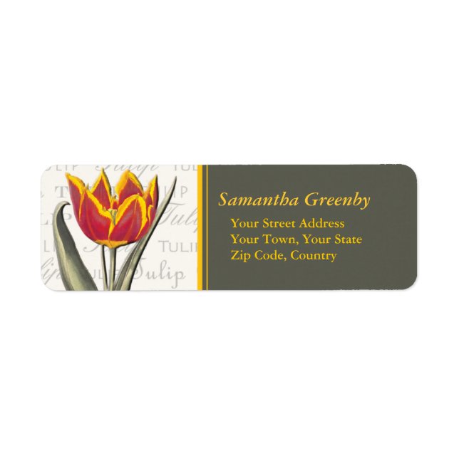 Tulip Lover's Red Flower Return Address Labels (Front)