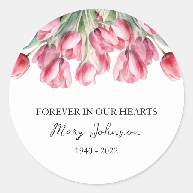 Tulip Memorial Funeral Classic Round Sticker (Devant)