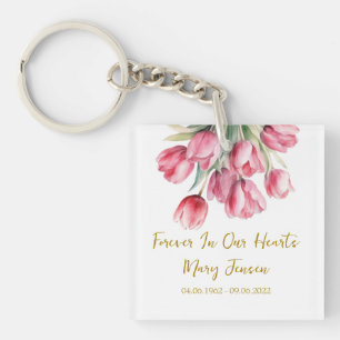 Tulip Memorial Funeral Photo Keychain