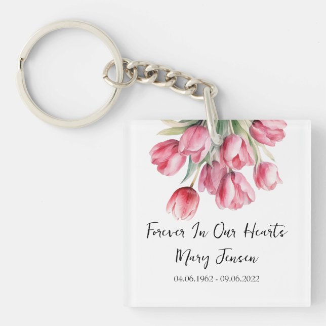 Tulip Memorial Funeral Photo Keychain (Devant)