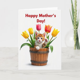 Tulip Mothers Day Kitten Card