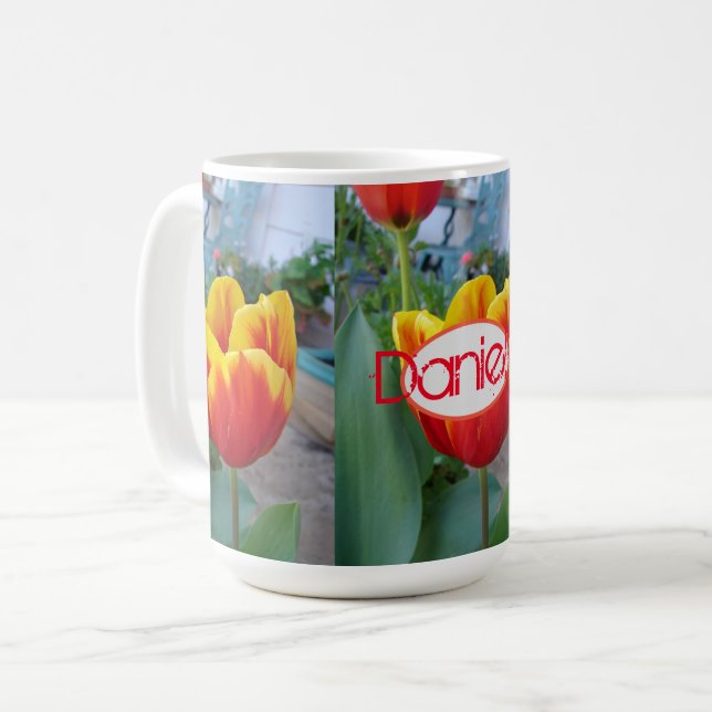 Tulip Orange Red Womans Nom Photo Art Mug (Devant gauche)