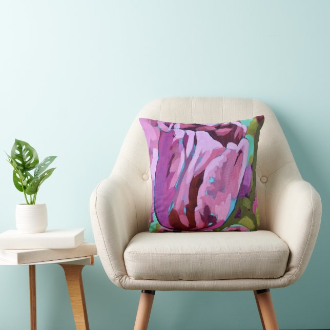 Tulip Painting - Double Sided Throw Pillow (Chair)