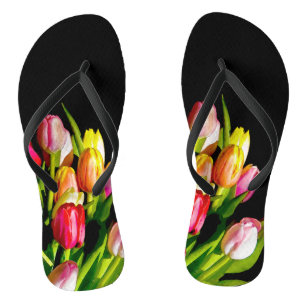 Tulip Painting - Original Flower Art Flip Flops