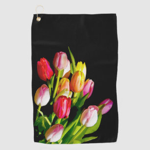 Tulip Painting - Original Flower Art Golf Towel