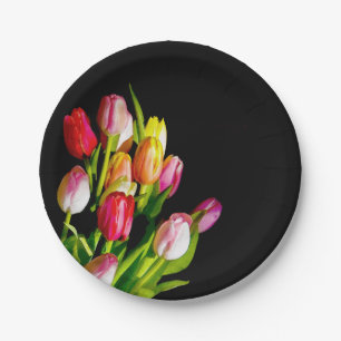 Tulip Painting - Original Flower Art Paper Plate