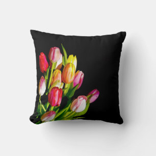 Tulip Painting - Original Flower Art Throw Pillow