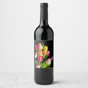 Tulip Painting - Original Flower Art Wine Label