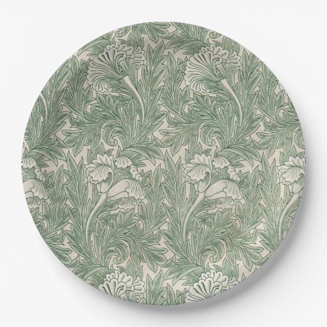 Tulip Pattern (by William Morris) Paper Plate (Front)