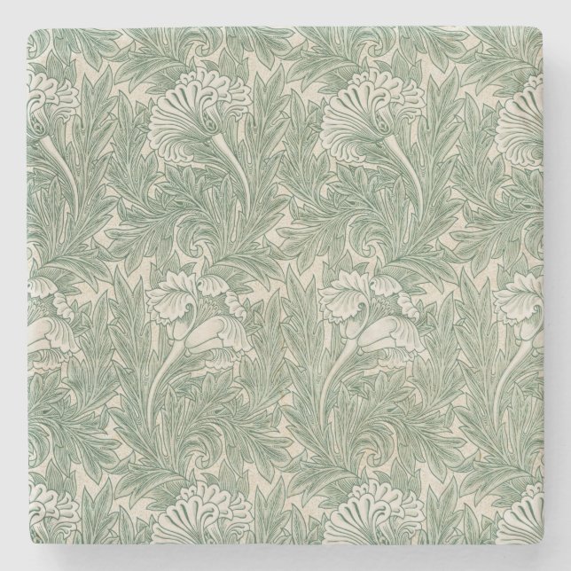 Tulip Pattern (by William Morris) Stone Coaster (Front)