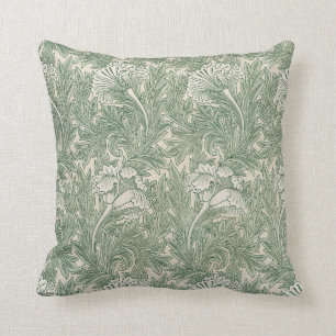 Tulip Pattern (by William Morris) Throw Pillow
