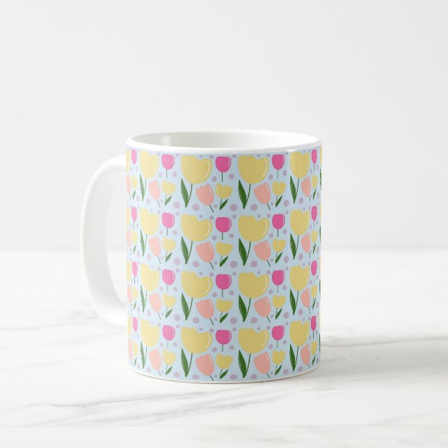 Tulip pattern coffee mug (Front Left)