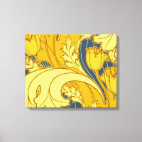 Tulip Pattern Print: Yellow Blue Art Nouveau